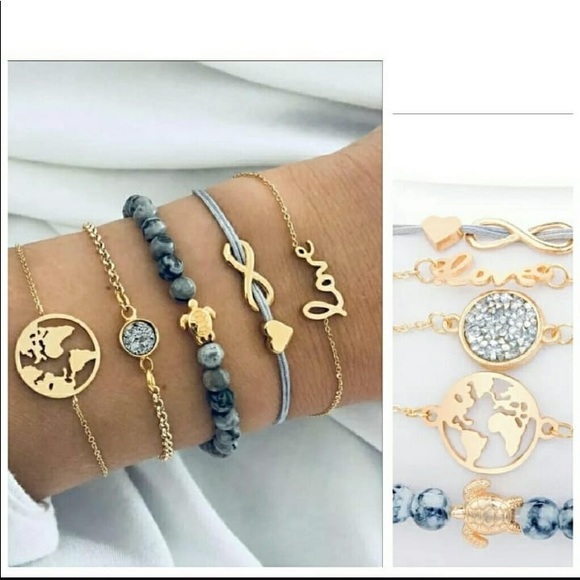 Just Arrived Set Turtle Heart Earth Map Bead Charm - Picture 3 of 3